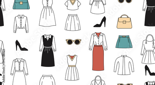 Fashion Clothing and Accessories Collection Illustration.