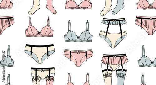 Collection of Various Lingerie and Undergarments.