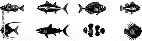 Set of black gazelle silhouettes with various antelope poses like grazing and standing, isolated vector icons for African wildlife safari nature design,