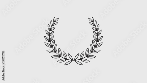A minimalist illustration of a laurel wreath on a plain background