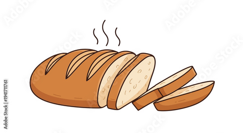 Freshly baked sliced bread loaf isolated on transparent background