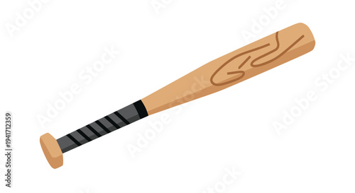 Wooden baseball bat illustration isolated on white background for sports concept