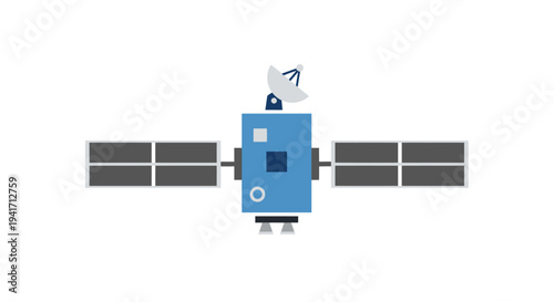 Satellite illustration against a clean white background conveying modern technology