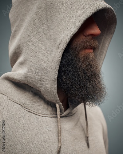 Man Wearing a Gray Hoodie