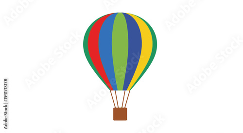 Colorful hot air balloon floating isolated on white background vector illustration