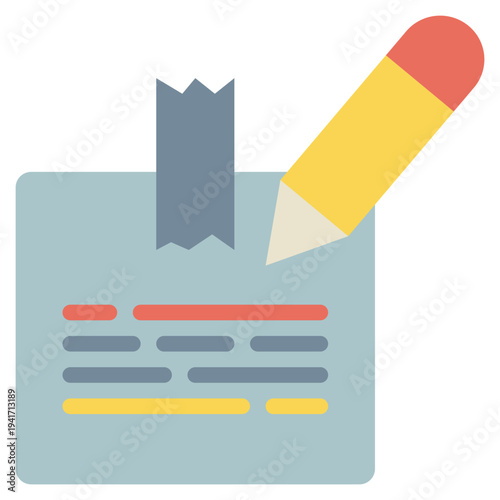 note memo memory writing pen pencil flat style icon