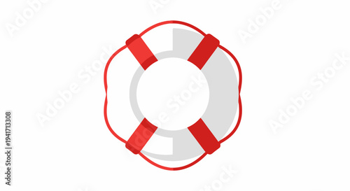 Graphic illustration of a red and white life preserver isolated on white
