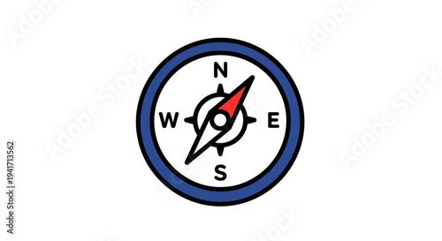 Compass illustration navigational tool direction guide isolated on white