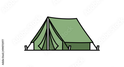 Green camping tent illustration isolated on white background outdoor travel concept
