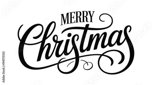 Elegant black calligraphy announces a merry christmas holiday greeting