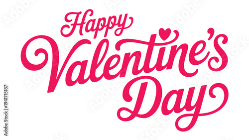 Happy valentine s day lettering with heart illustration on white background