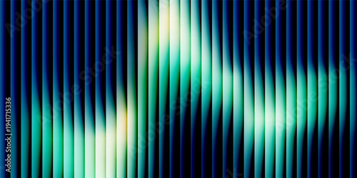 Glass gradient texture with teal and navy ripple pattern and smooth light distortion. Wavy abstract flow, futuristic blur effect, reeded vertical displacement. Vector illustration