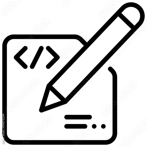 computer language coding programmer writing signature simple line icon