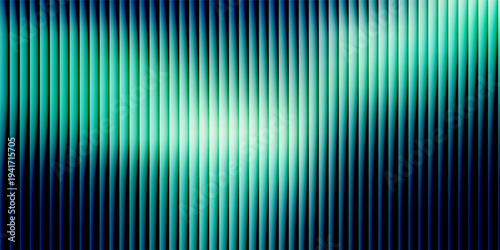 Glass gradient texture with teal and navy ripple pattern and smooth light distortion. Wavy abstract flow, futuristic blur effect, reeded vertical displacement. Vector illustration