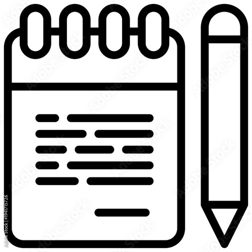 memo notebook writing memory pen pencil simple line icon