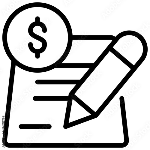 money loan contract signature sign simple line icon