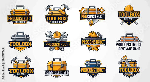 Construction Toolboxes and Tools Logo Collection - Proconstruct Builders