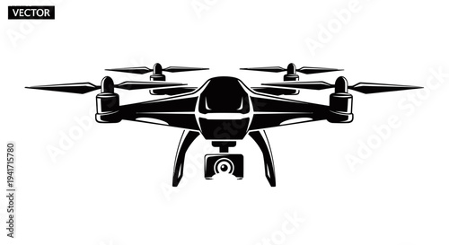 Drone with Camera Vector Illustration - Modern Aerial Technology