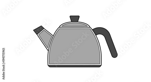 Simple gray kettle illustration on white background for various applications