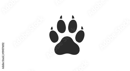 Black Paw Print Silhouette Icon on White Background