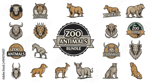 Zoo Animals Bundle: Diverse Wildlife Collection - Lions, Bulls, Bears, Mammoths, Horses, Antelopes