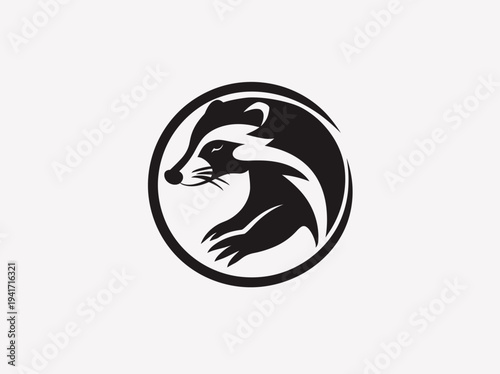 Stylized raccoon logo in a circle for business or branding designs