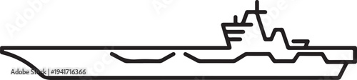 aircraft carrier line vector illustration. one line art icon drawing vector