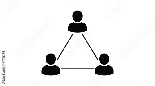 Three interconnected figures representing collaboration and teamwork in a minimalistic style