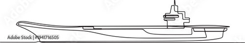 aircraft carrier line vector illustration. one line art icon drawing vector