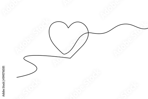 Minimalist love shape continuous one line drawing vector illustration on white background
