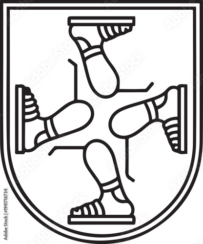 coat of arms of Sicily with three lags triskelion. one line art icon drawing vector