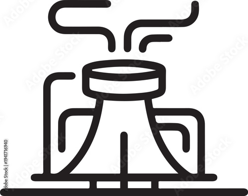 The small modular reactor, clean energy production. one line art icon drawing vector