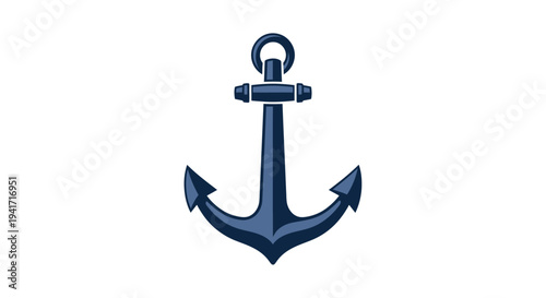 Stylized dark blue anchor isolated on white background symbol concept