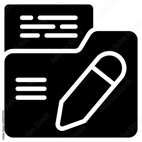 folder data storage save document writing solid glyph icon