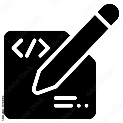 computer language coding programmer writing signature solid glyph icon