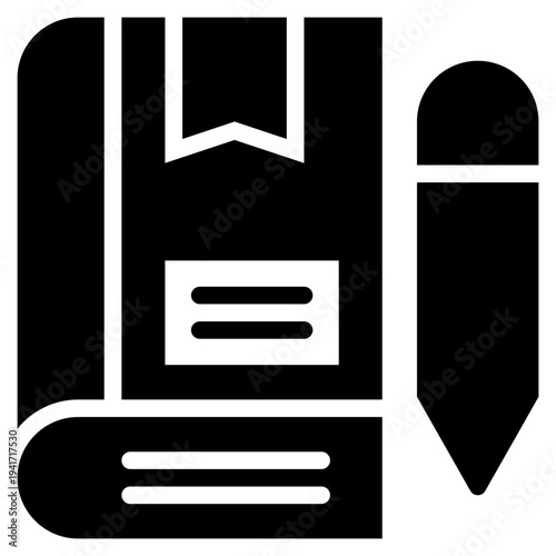 learning book knowledge pen pencil solid glyph icon