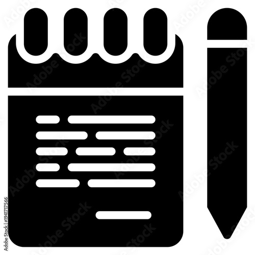 memo notebook writing memory pen pencil solid glyph icon