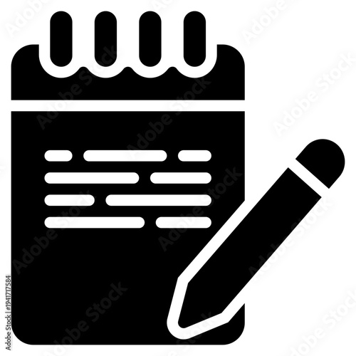 memory memo notebook paper pen pencil solid glyph icon