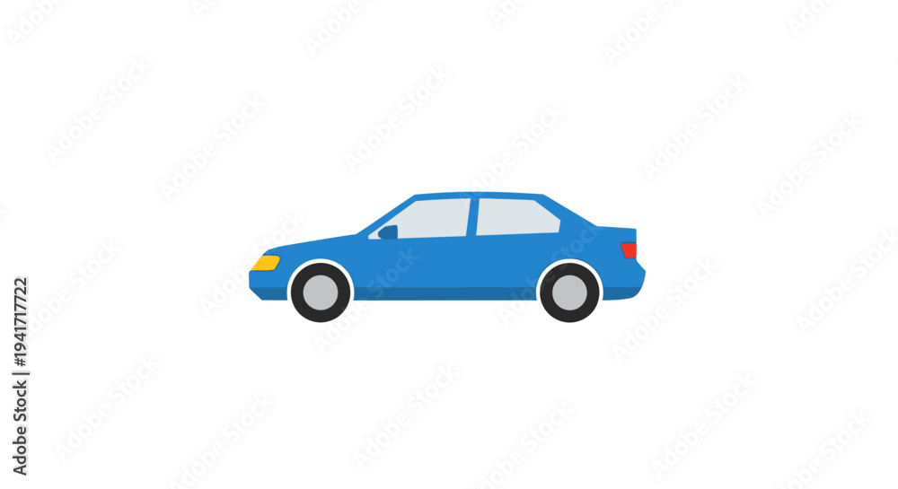 Fototapeta premium Blue sedan car illustration against white background commercial use concept