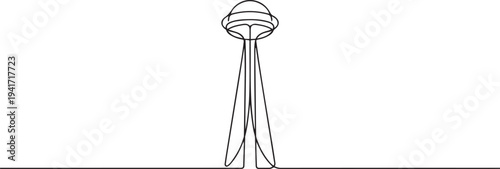 Wardenclyffe Tower, clean energy production, one line art icon drawing vector