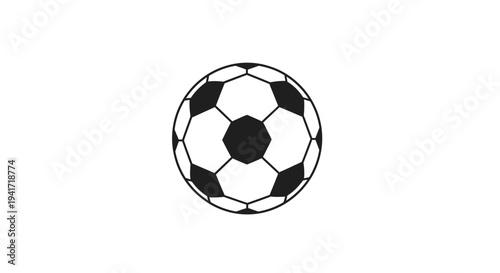Black and white soccer ball illustration on a clean white background