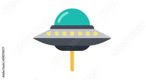 Stylized vector illustration of a flying saucer ufo on white background