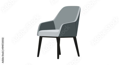 Modern upholstered chair illustration isolated on white background copy space