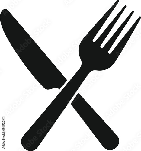 Fork and knife crisscrossed isolated on transparency grid background graphic restaurant symbol