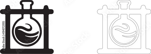 Alchemical flask with a potion on a stand.