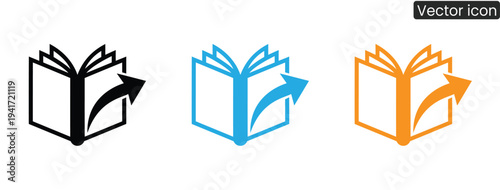 Vibrant book icons with arrows for educational and business use