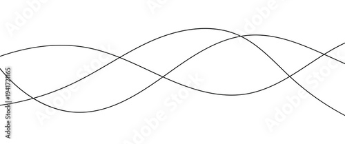 Abstract wavy black curved line. Line curve waves flow pattern vector element design. Abstract simple black wave line design can be used background.
