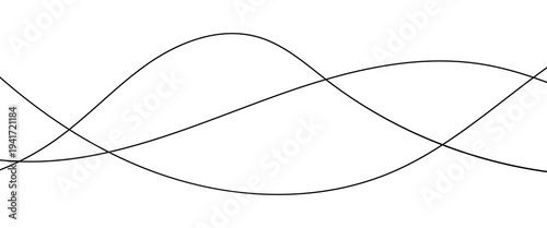 Abstract wavy black curved line. Line curve waves flow pattern vector element design. Abstract simple black wave line design can be used background.
