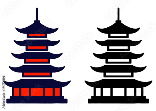 Asian Pagoda Temple Vector Illustration