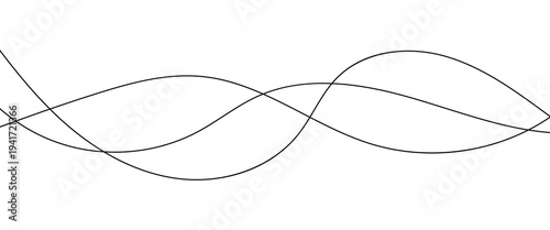 Thin wavy line seamless pattern. Abstract dynamic curve stroke. Simple striped graphic template. Design element. Vector illustration isolated on white background.
